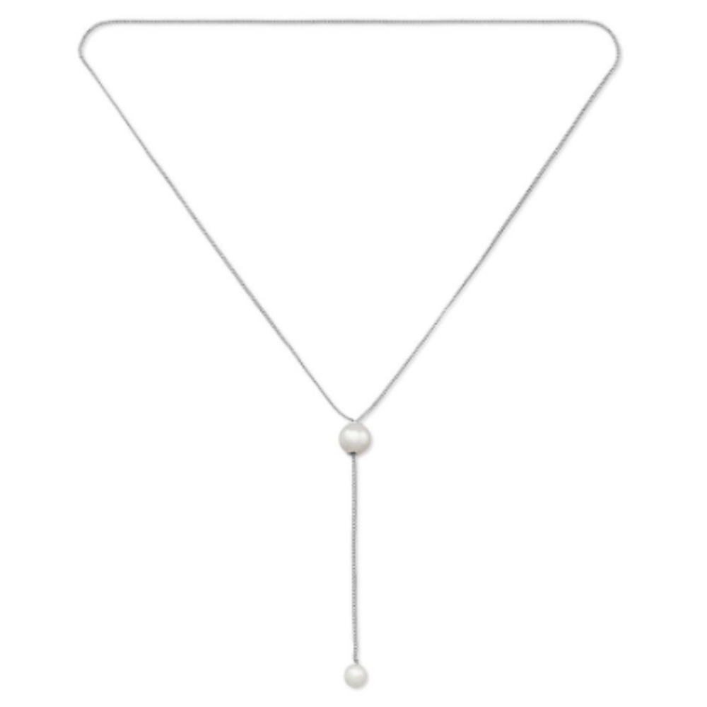 Vita Fede O'hara Silver Pearl Lariat‎ Necklace